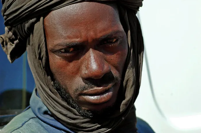 Framed Print : MALI, Mopti. Portrait of a touareg man dressed in black (RF) (MR) Framed Print : MALI, Mopti. Portrait of a touareg man dressed in black (RF) (MR)