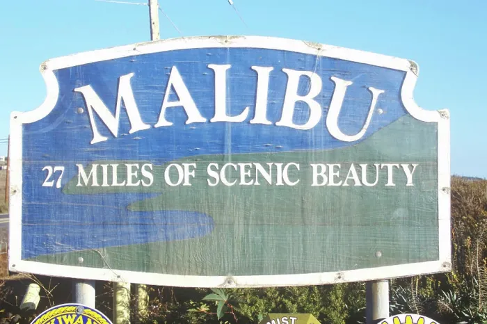 Framed Print : Malibu 27 Miles Of Scenic Beauty sign, Malibu, California