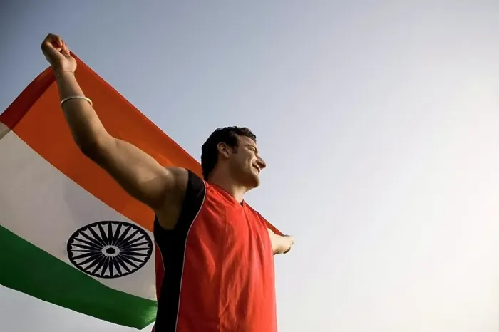 Framed Print : Man holding the national flag, INDEPENDENCE DAY Framed Print : Man holding the national flag, INDEPENDENCE DAY