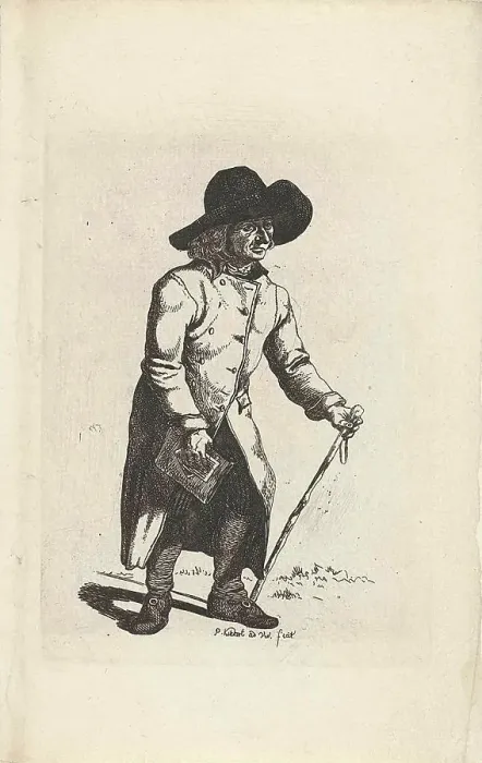 Framed Print : Man met een krant; Klaas Langenakker courant-ombrengen