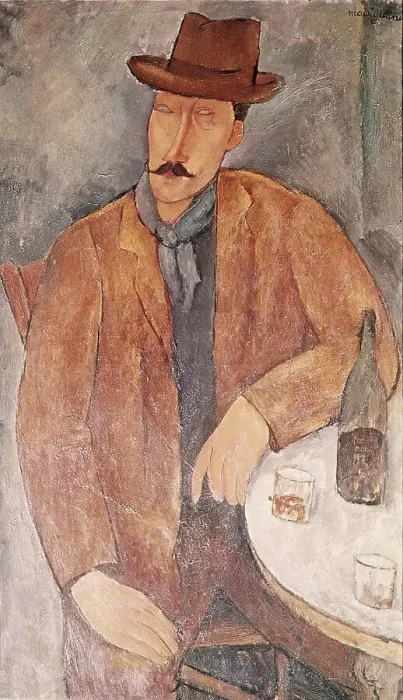 Framed Print : Man With A Wine Glass Amedeo Modigliani (1884-1920 Italian) Framed Print : Man With A Wine Glass Amedeo Modigliani (1884-1920 Italian)