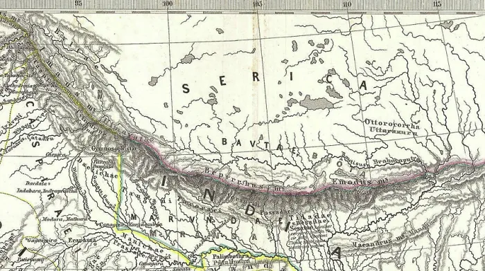 Framed Print : Map of Tibet &BAUTAE& &BHOTA& in 1865, from- 1865 Spruner Map of India and Southeast Asia