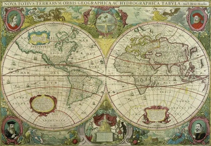 Framed Print : Map Of The World 1641 Hendrik Hondius (Dutch) Newberry Library, Chicago Framed Print : Map Of The World 1641 Hendrik Hondius (Dutch) Newberry Library, Chicago
