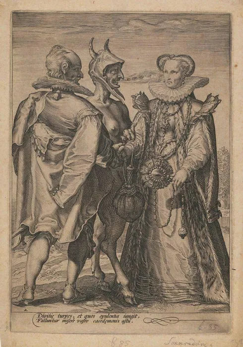Framed Print : Marriage for Wealth Officiated by the Devil by Saenredam