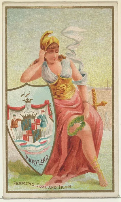 Framed Print : Maryland, from the Industries of States series (N117) issued by Duke Sons & Co Framed Print : Maryland, from the Industries of States series (N117) issued by Duke Sons & Co