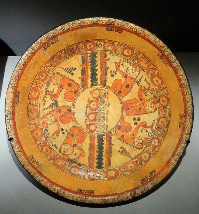 Framed Print : Mayan polychrome ceramic plate representing a group of seated figures; Mexico 600-900 AD Framed Print : Mayan polychrome ceramic plate representing a group of seated figures; Mexico 600-900 AD
