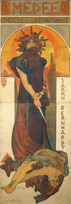 Framed Print : Medee by Alfons Marie Mucha, Color lithograph, 1898, 1860-1939, Czech Republic, Brno, Moravska galerie, 201, 5x75 Framed Print : Medee by Alfons Marie Mucha, Color lithograph, 1898, 1860-1939, Czech Republic, Brno, Moravska galerie, 201, 5x75