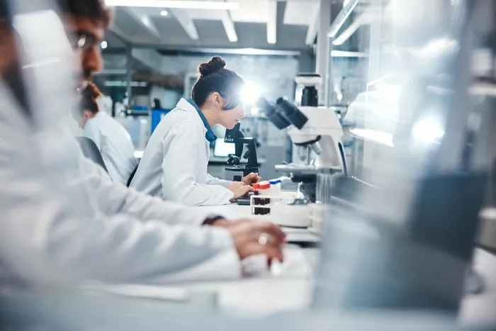 Framed Print : Medical, research and scientist in laboratory with microscope Framed Print : Medical, research and scientist in laboratory with microscope