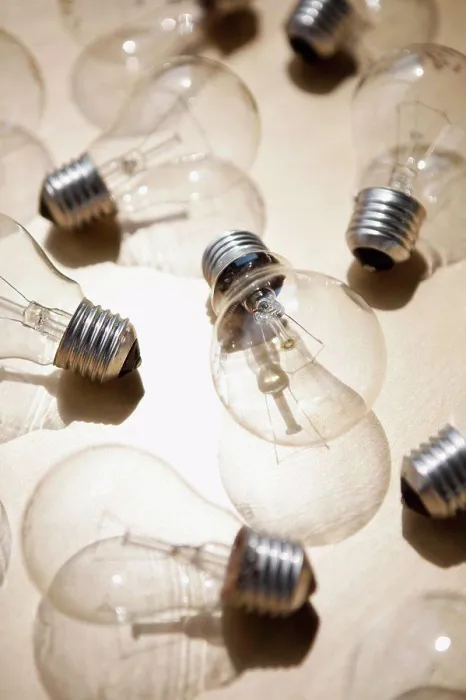 Framed Print : A medium group of light bulbs