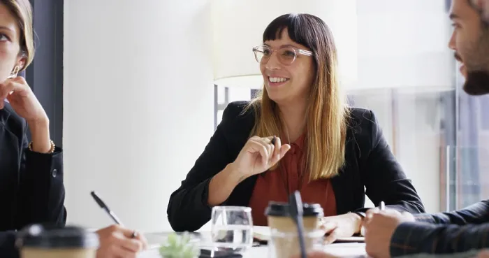 Framed Print : Meeting, advice and business woman in office for audit Framed Print : Meeting, advice and business woman in office for audit