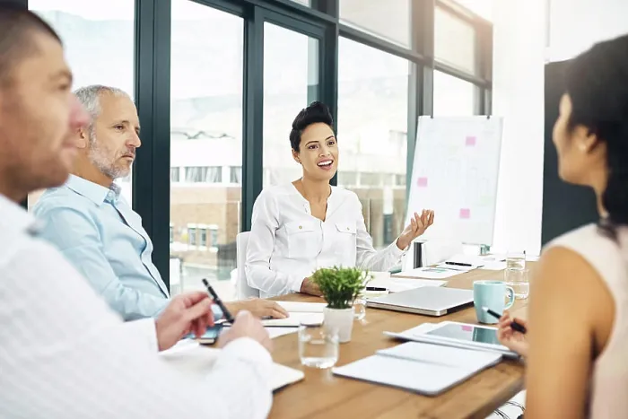 Framed Print : Meeting, collaboration and business people in office with documents for corporate stock market research Framed Print : Meeting, collaboration and business people in office with documents for corporate stock market research