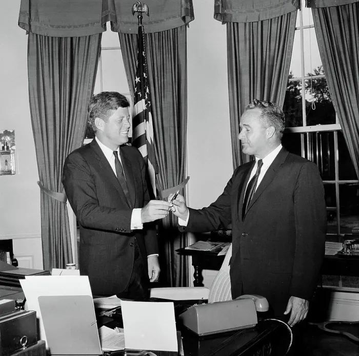 Framed Print : Meeting with Governor Terry Sanford of North Carolina