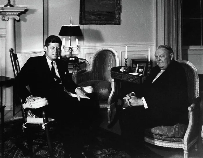 Framed Print : Meeting with Ludwig Erhard, Vice Chancellor of West Germany