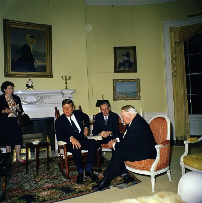 Framed Print : Meeting with Ludwig Erhard, Vice Chancellor of West Germany Framed Print : Meeting with Ludwig Erhard, Vice Chancellor of West Germany