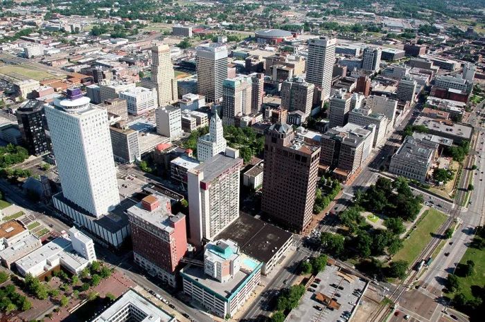 Framed Print : Memphis, TN Skyline Aerial Overlooking the City Framed Print : Memphis, TN Skyline Aerial Overlooking the City
