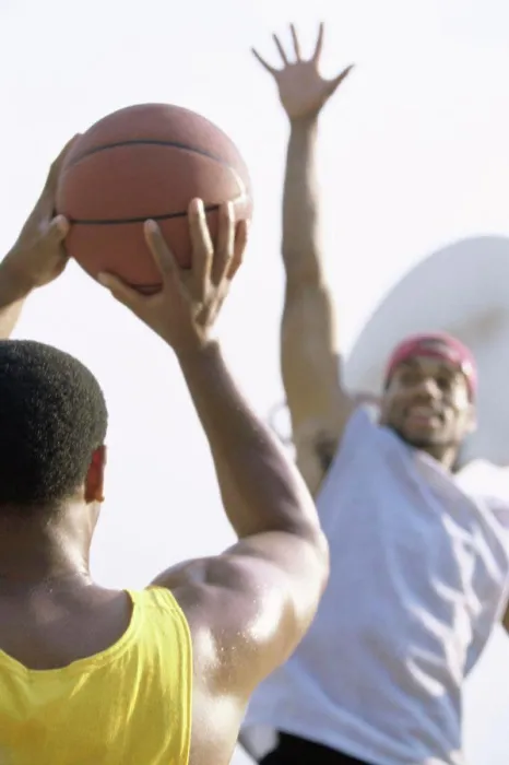 Framed Print : Two men playing basketball Framed Print : Two men playing basketball