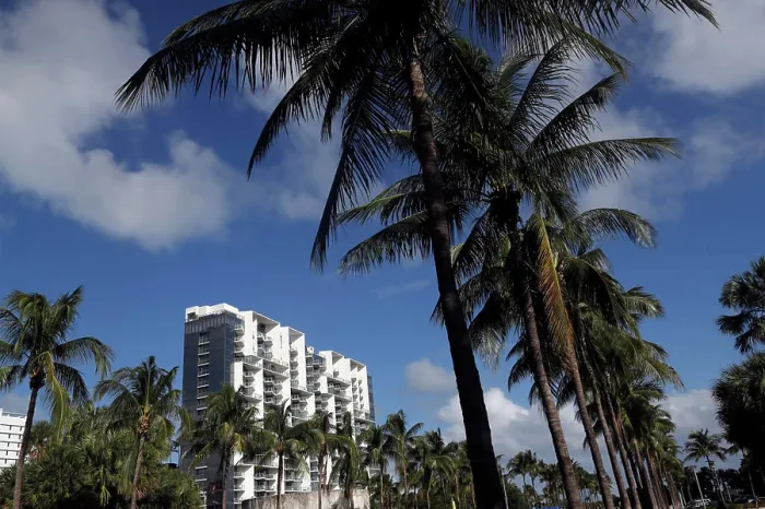 Framed Print : Miami Beach Florida, Collins Park. Miami, Florida, USA