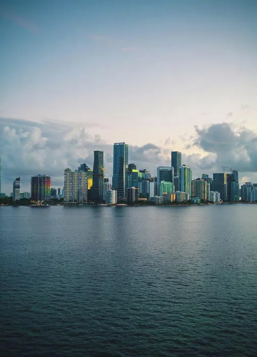 Framed Print : Miami Florida skyline skyscrapers Arial views