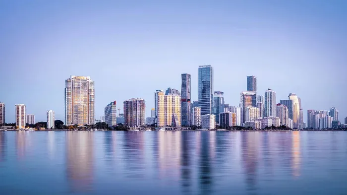 Framed Print : miami the skyline of miami during sunrise, florida Copyright: xZoonar.com / FRANKxPETERSx 21722330