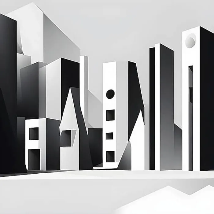 Framed Print : Minimalist abstract wallpaper illustration symbolizing architecture in simple geometric shapes, AI generated