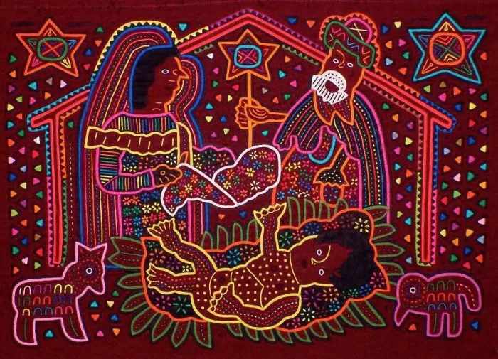 Framed Print : Mola textile by Kuna Indian artist Framed Print : Mola textile by Kuna Indian artist