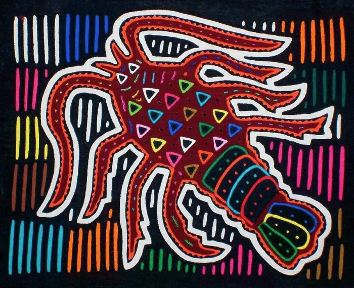Framed Print : Mola textile by Kuna Indian artist Framed Print : Mola textile by Kuna Indian artist