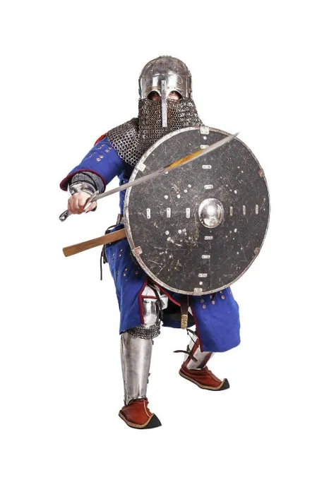 Framed Print : Mongol horde warrior in armour, holding traditional saber Framed Print : Mongol horde warrior in armour, holding traditional saber