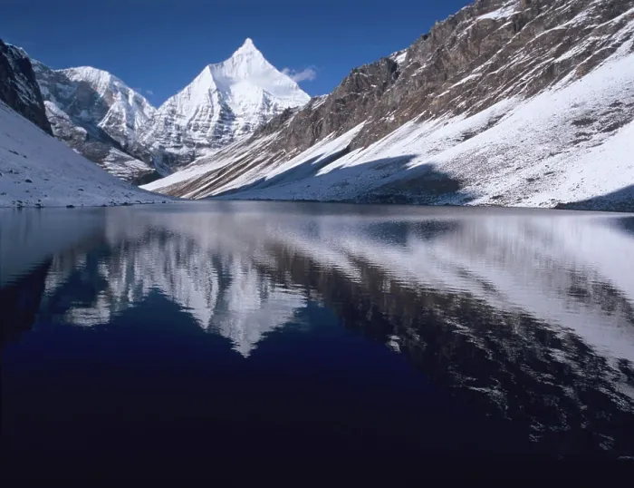Framed Print : Mount Jichu Drake reflected in Sophu lake, Jigme Dorji National Park, Bhutan Framed Print : Mount Jichu Drake reflected in Sophu lake, Jigme Dorji National Park, Bhutan