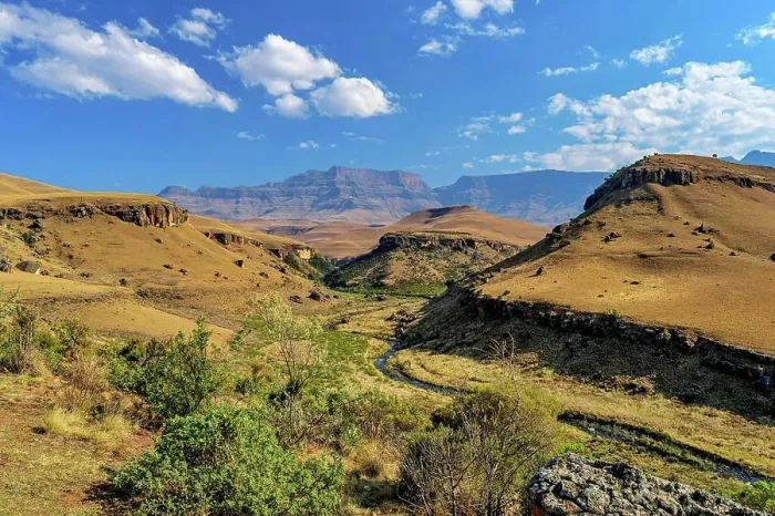 Framed Print : Mountains under cloudy sky at KwaZulu-Natal, Drakensberg, South Africa