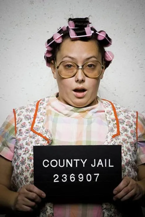 Framed Print : Mug shot of woman in curlers