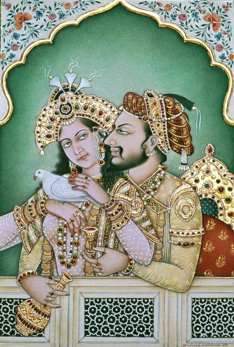 Framed Print : Mughal emperor Shah Jahan and Mumtaz miniature painting on paper, Rajasthan, India Framed Print : Mughal emperor Shah Jahan and Mumtaz miniature painting on paper, Rajasthan, India