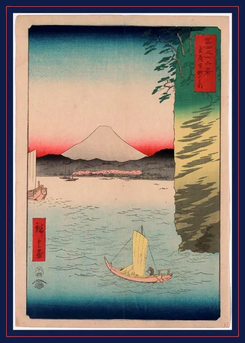 Framed Print : Musashi honmoku no hana, Honmoku no hana in Musashi Province