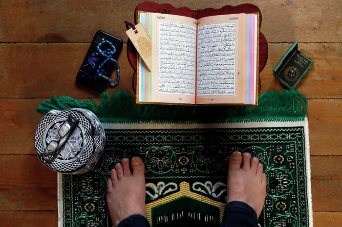 Framed Print : Muslim man pray at home during Ramadan. France Framed Print : Muslim man pray at home during Ramadan. France