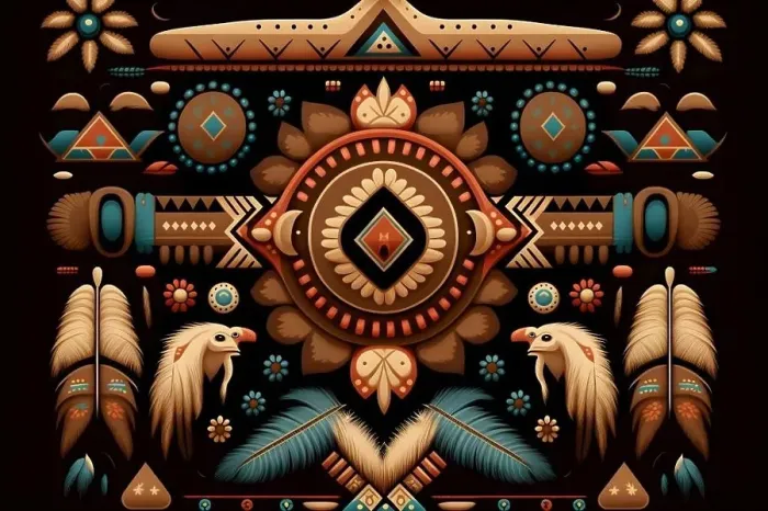 Framed Print : Native American traditional pattern ethnic design background brown earth colors. AI Generative content Framed Print : Native American traditional pattern ethnic design background brown earth colors. AI Generative content