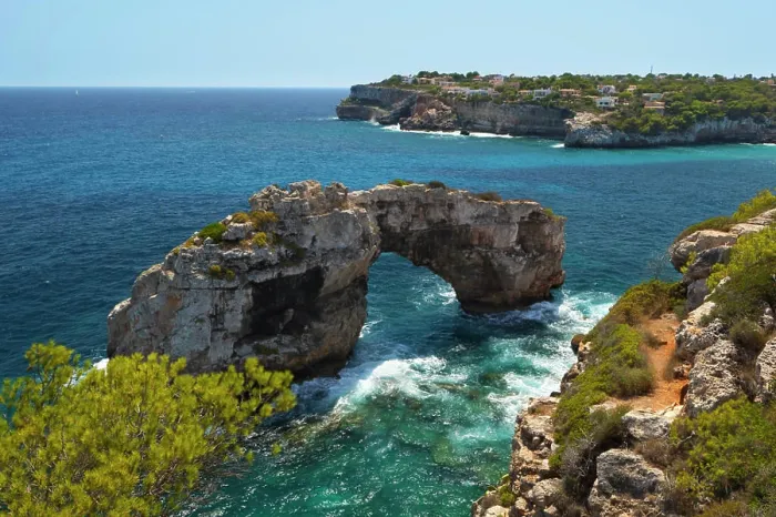 Framed Print : Natural arch, Cala Santanyi es Pontas, Mallorca Majorca, Balearic Islands, Spain, Mediterranean, Europe Framed Print : Natural arch, Cala Santanyi es Pontas, Mallorca Majorca, Balearic Islands, Spain, Mediterranean, Europe