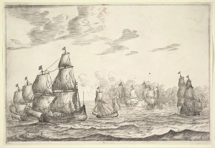 Framed Print : Naval Battle Scene 17th century Reinier Nooms
