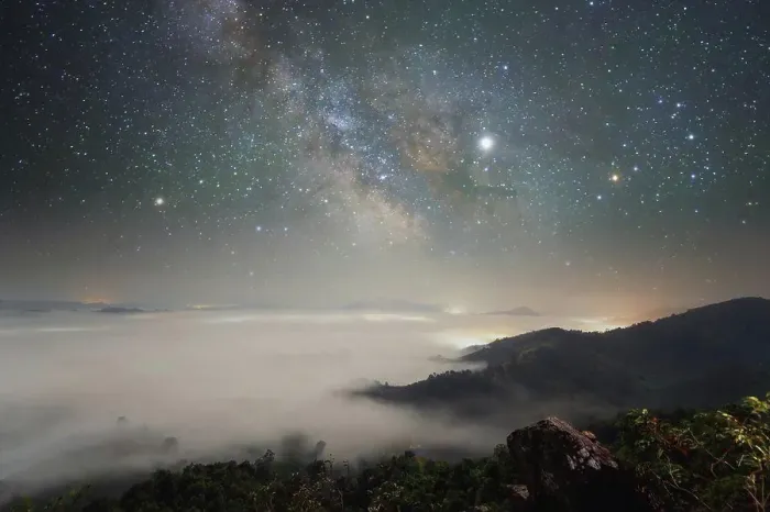 Framed Print : Night time long exposure landscape photography.the milky way Framed Print : Night time long exposure landscape photography.the milky way