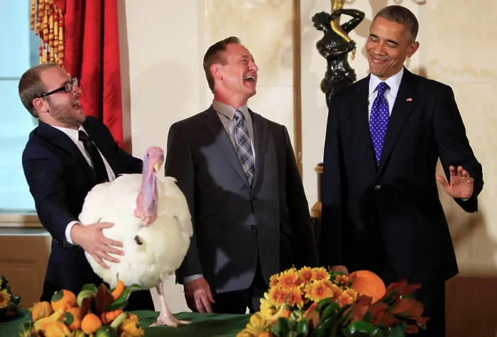 Framed Print : Obama pardons Thanksgiving Turkey 2014