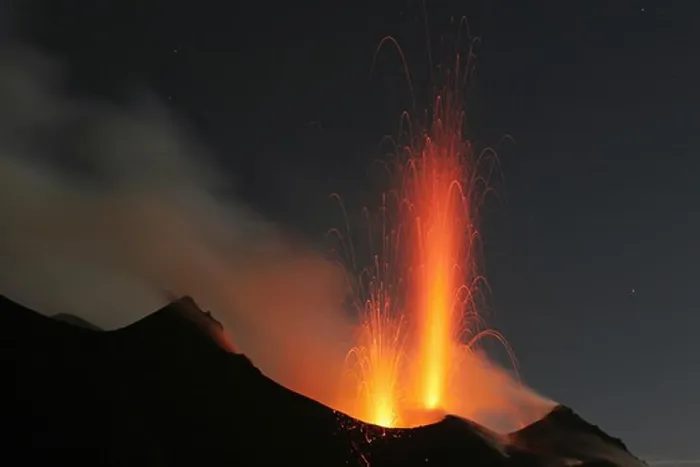 Framed Print : October 16, 2005 - Stromboli eruption, Aeolian Islands, north of Sicily, Italy