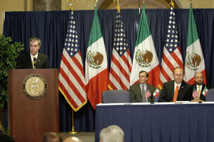 Framed Print : Office of the Secretary (Carlos Gutierrez) - Mexican Cement Signing