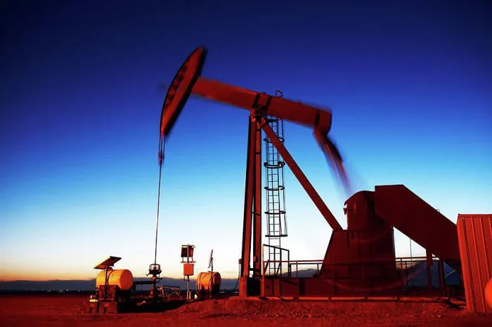 Framed Print : Oil well pumpjack at dusk, eastern plains of Colorado, USA