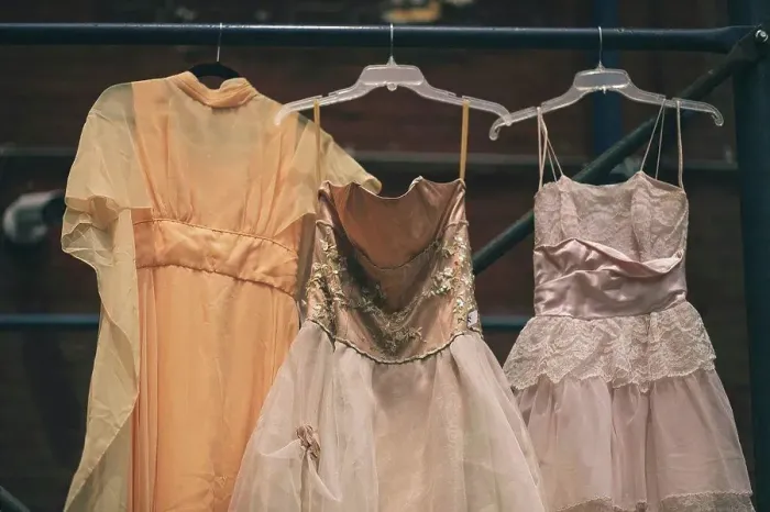 Framed Print : three old wedding dresses