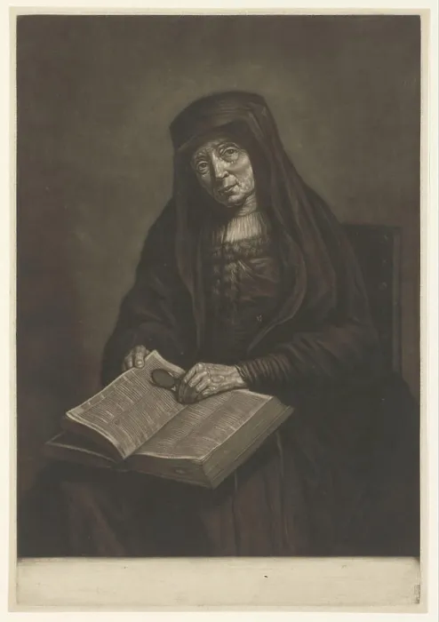 Framed Print : Old woman with Bible on the lap Framed Print : Old woman with Bible on the lap