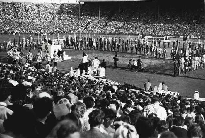 Framed Print : Olympic Games : Closing Ceremony At Wembley - A general view of the Stadium as Mr Framed Print : Olympic Games : Closing Ceremony At Wembley - A general view of the Stadium as Mr