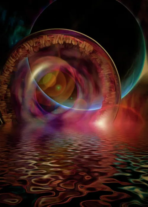 Framed Print : The O'Neill cylinder starship and black planet