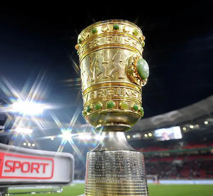 Framed Print : Original DFB trophy, Mercedes-Benz Arena, Stuttgart, Baden-Wuerttemberg, Germany, Europe
