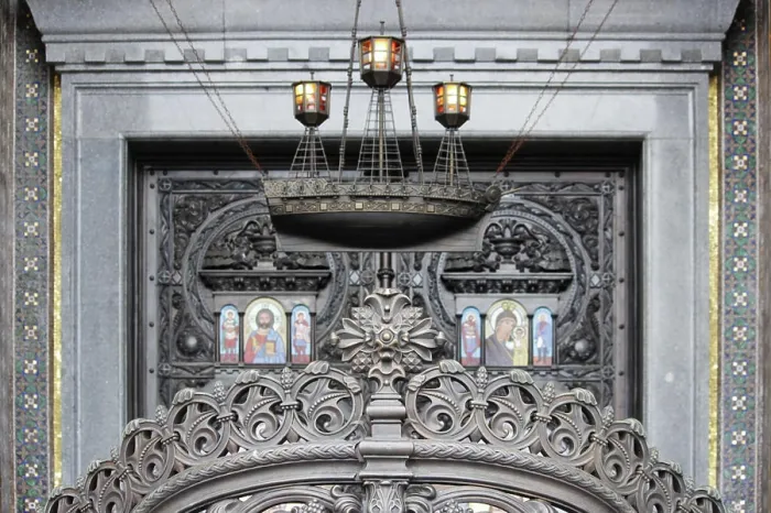 Framed Print : original metal candlestick in the form of a ship in the Naval Cathedral of St