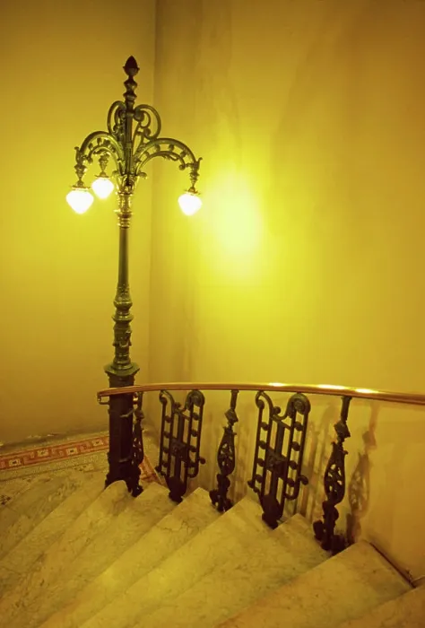 Framed Print : An ornate lamp splashes warm light onto this stairway, Rio de Janiero, Brazil Framed Print : An ornate lamp splashes warm light onto this stairway, Rio de Janiero, Brazil