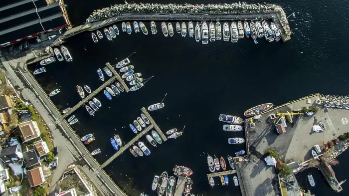 Framed Print : Overhead view of harbour, Drobak, Norway