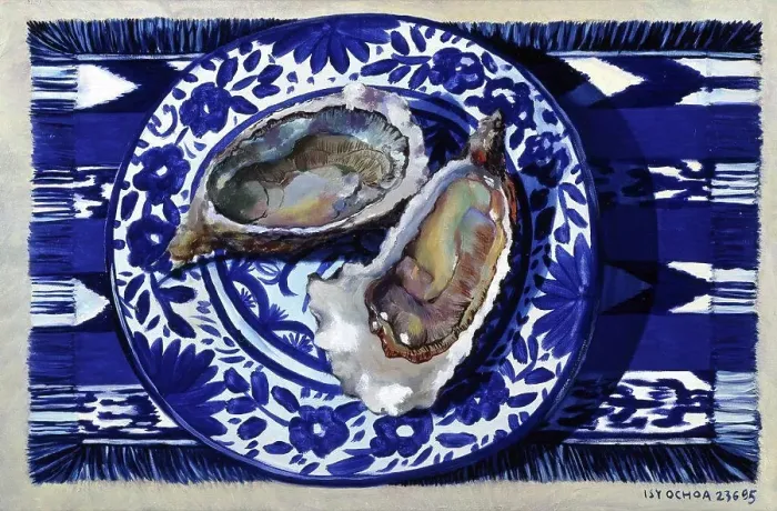Framed Print : Oysters 1995 Isy Ochoa (b.1961 French) Oil on canvas